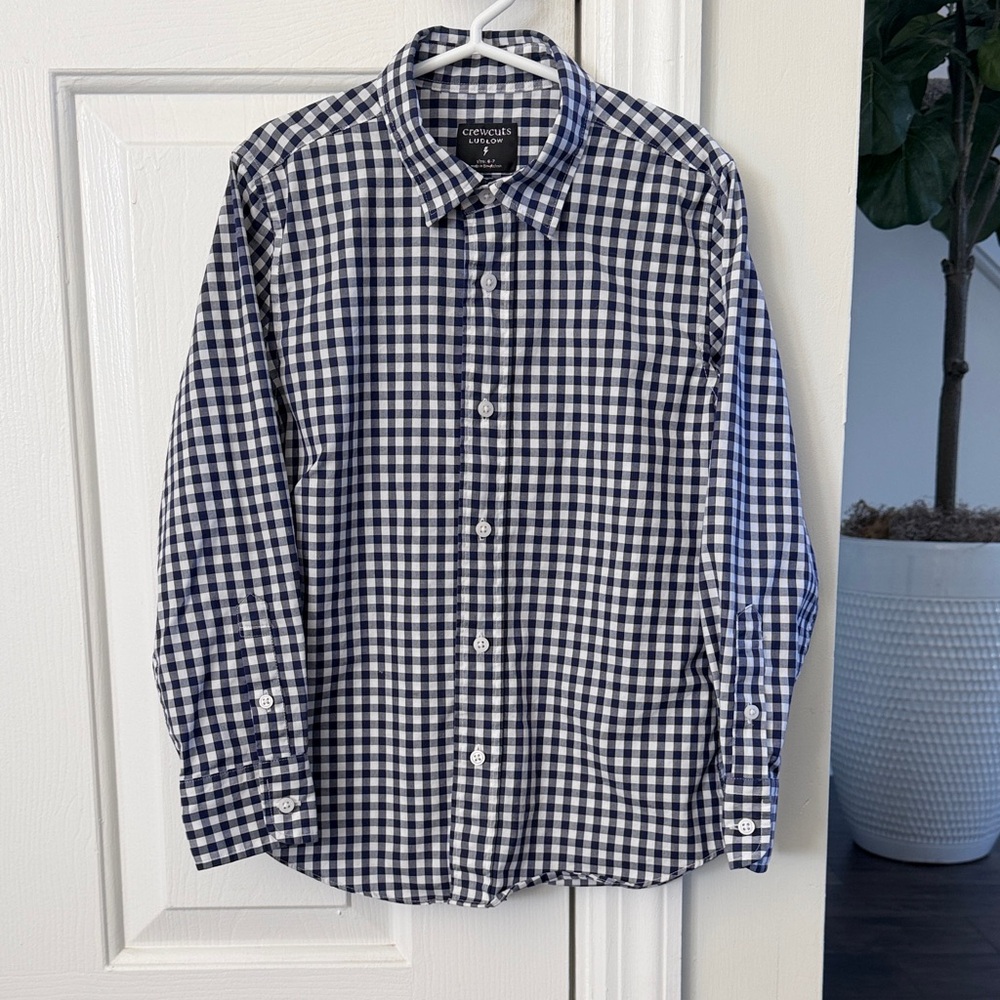 Crewcuts Ludlow boys classic gingham button up shirt